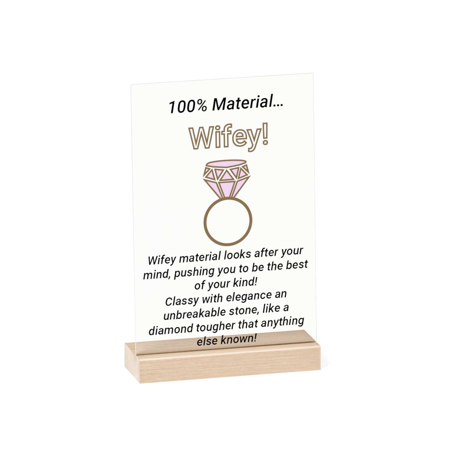 Printify Home Decor 7.9" x 11.8" (Vertical) Wifey Acrylic Sign with Wooden Stand