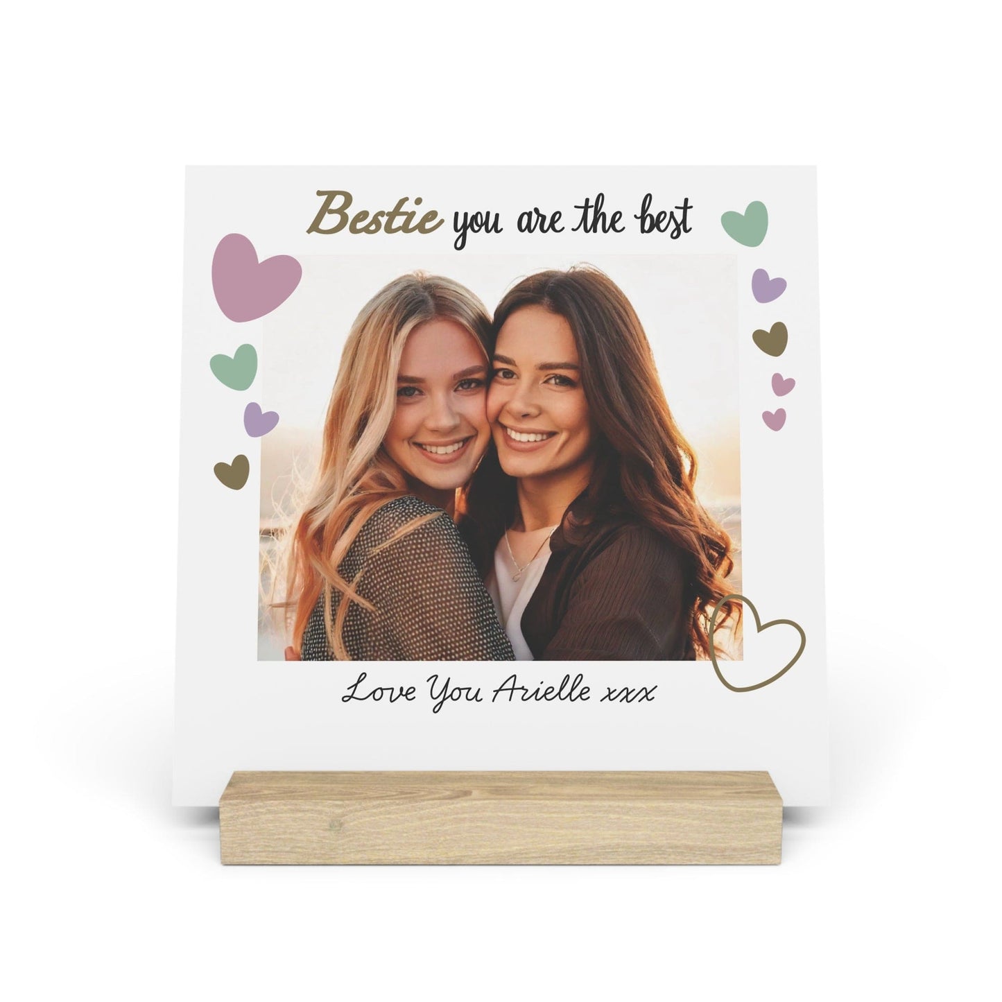 Printify Home Decor 8" x 8" (Square) / Oak Best Bestie Photo Board With Stand