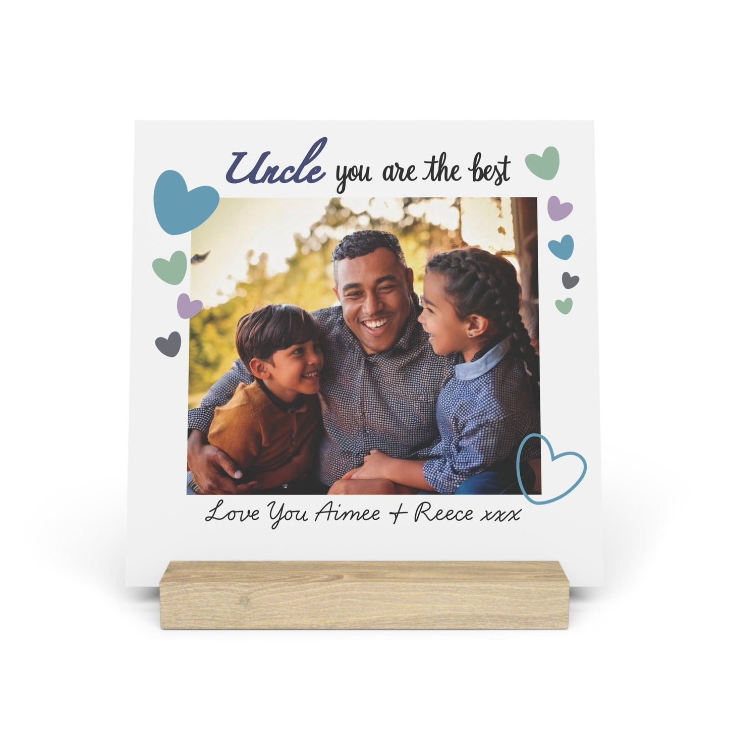 Printify Home Decor 8" x 8" (Square) / Oak Best Uncle Photo Board With Stand