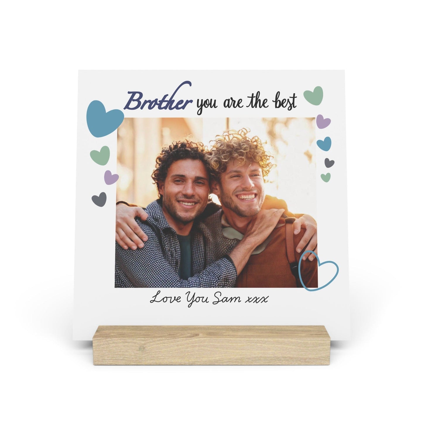 Printify Home Decor 8" x 8" (Square) / Oak Personalised Best Brother Photo Board With Stand