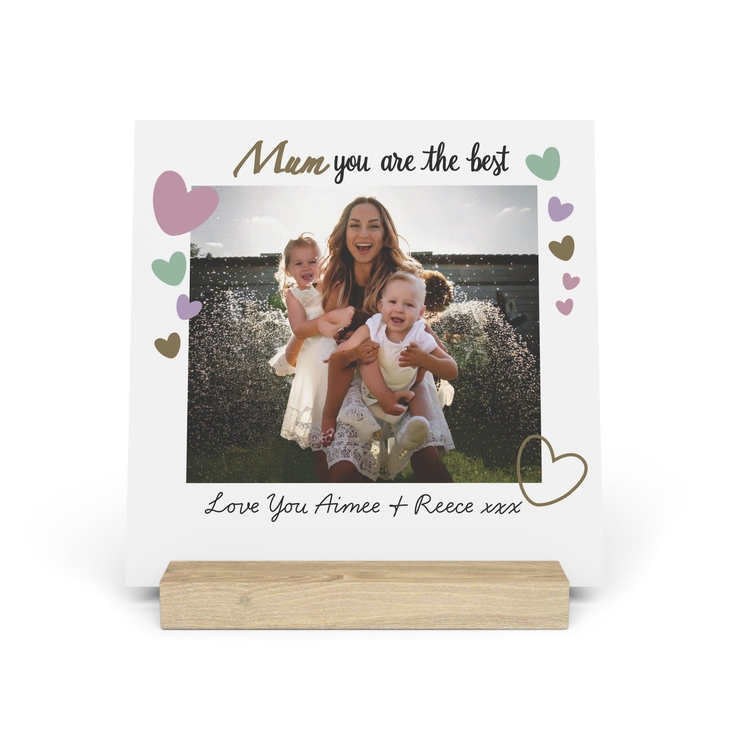 Printify Home Decor 8" x 8" (Square) / Oak Personalised Best Mum Photo Board With Stand