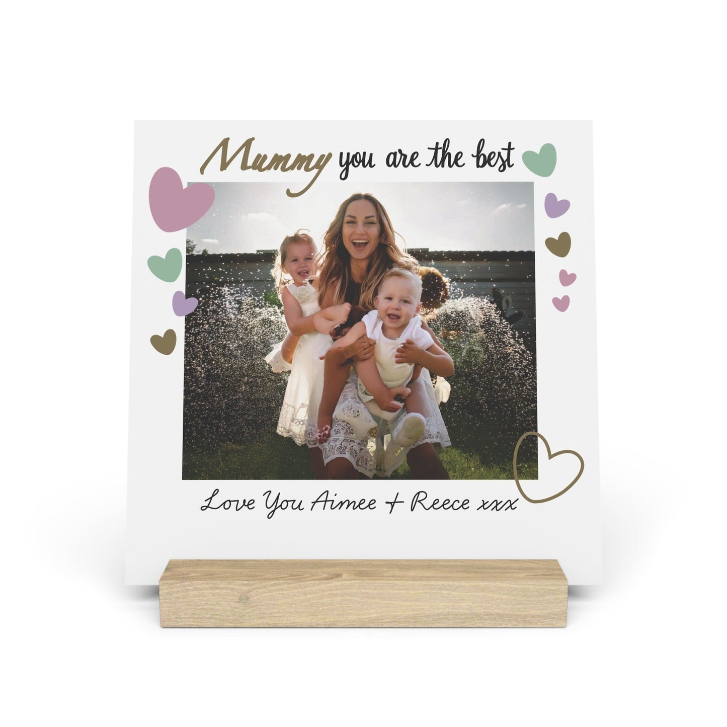 Printify Home Decor 8" x 8" (Square) / Oak Personalised Best Mummy Photo Board With Stand