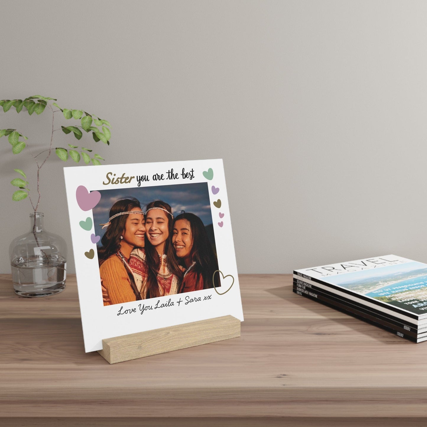 Printify Home Decor Best Sister Photo Board With Stand