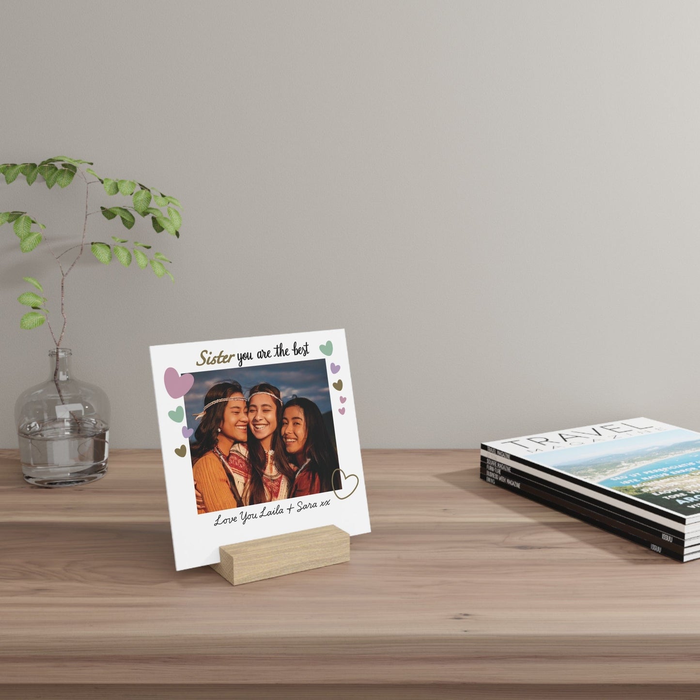 Printify Home Decor Best Sister Photo Board With Stand