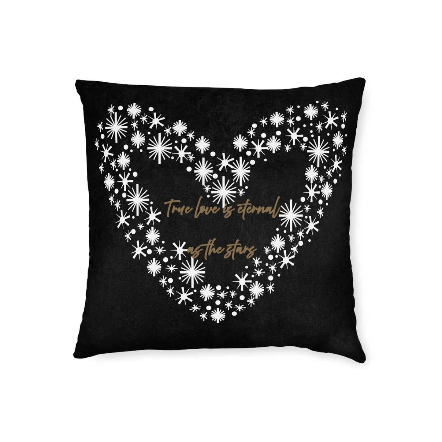 Printify Home Decor Black Cushion - True Love is Eternal as the Stars Heart Design