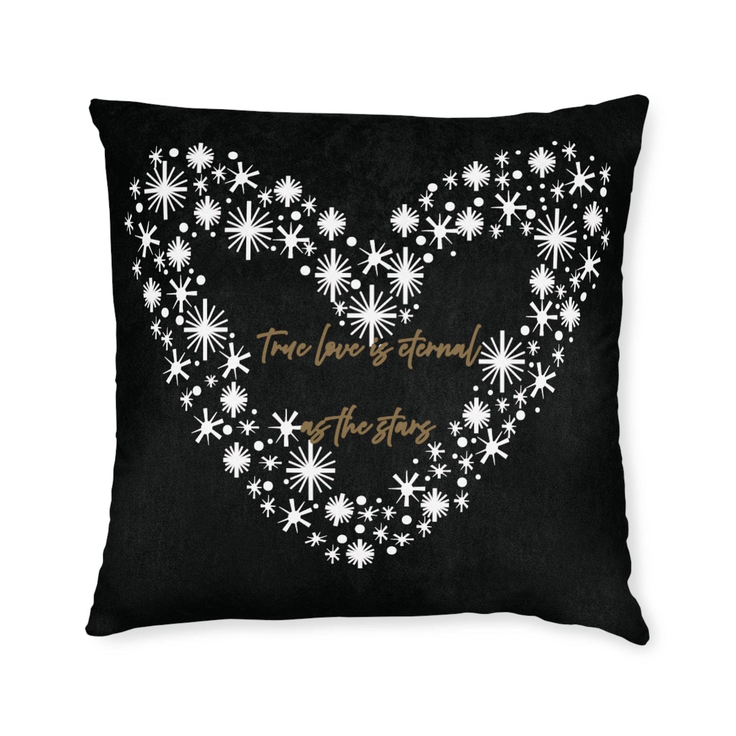 Printify Home Decor Black Cushion - True Love is Eternal as the Stars Heart Design