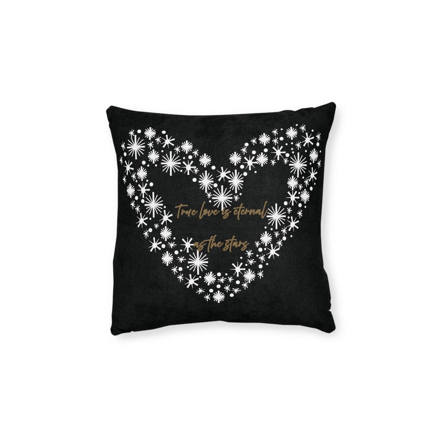 Printify Home Decor Black Cushion - True Love is Eternal as the Stars Heart Design