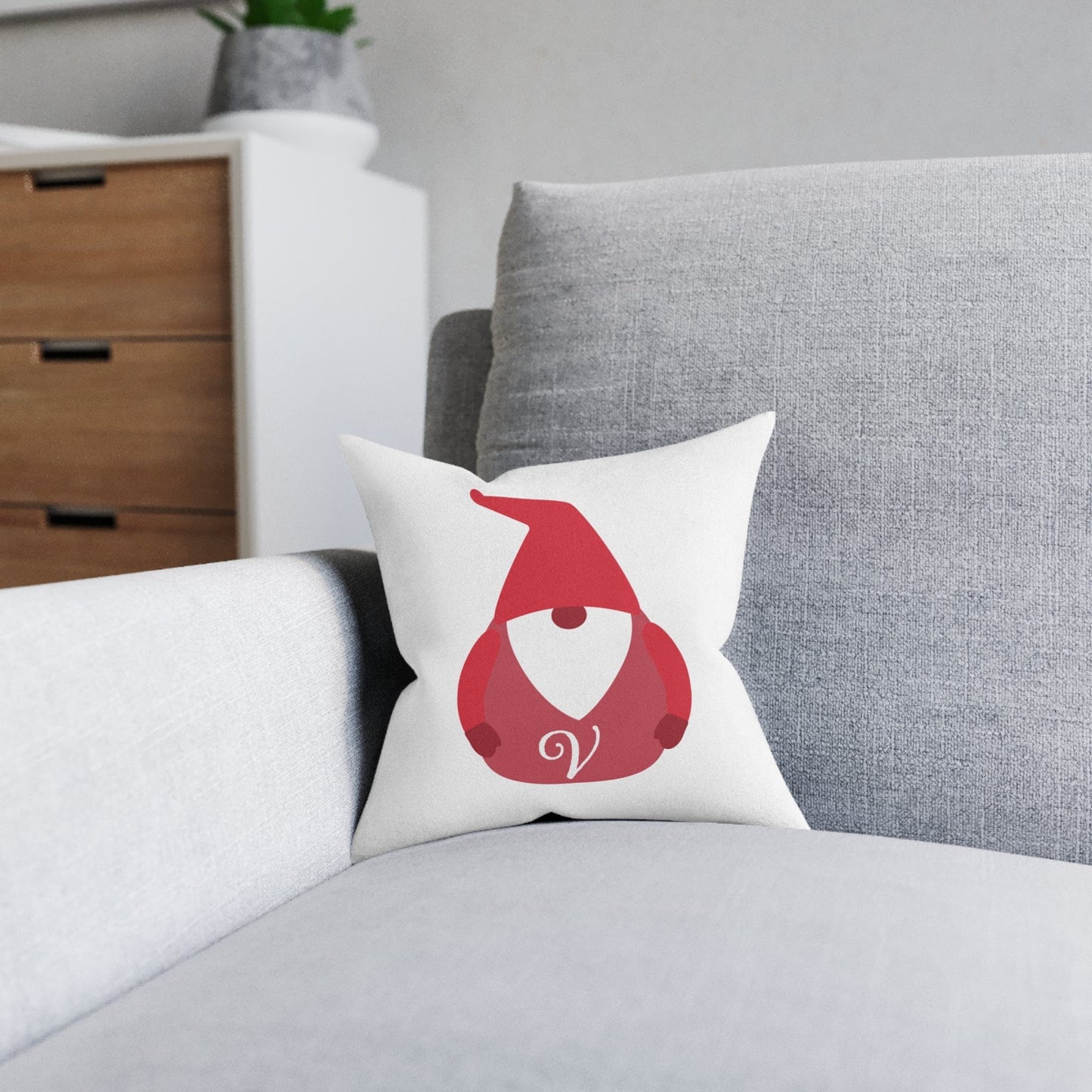 Printify Home Decor Christmas Cushion – Personalised Initial Gonk Design