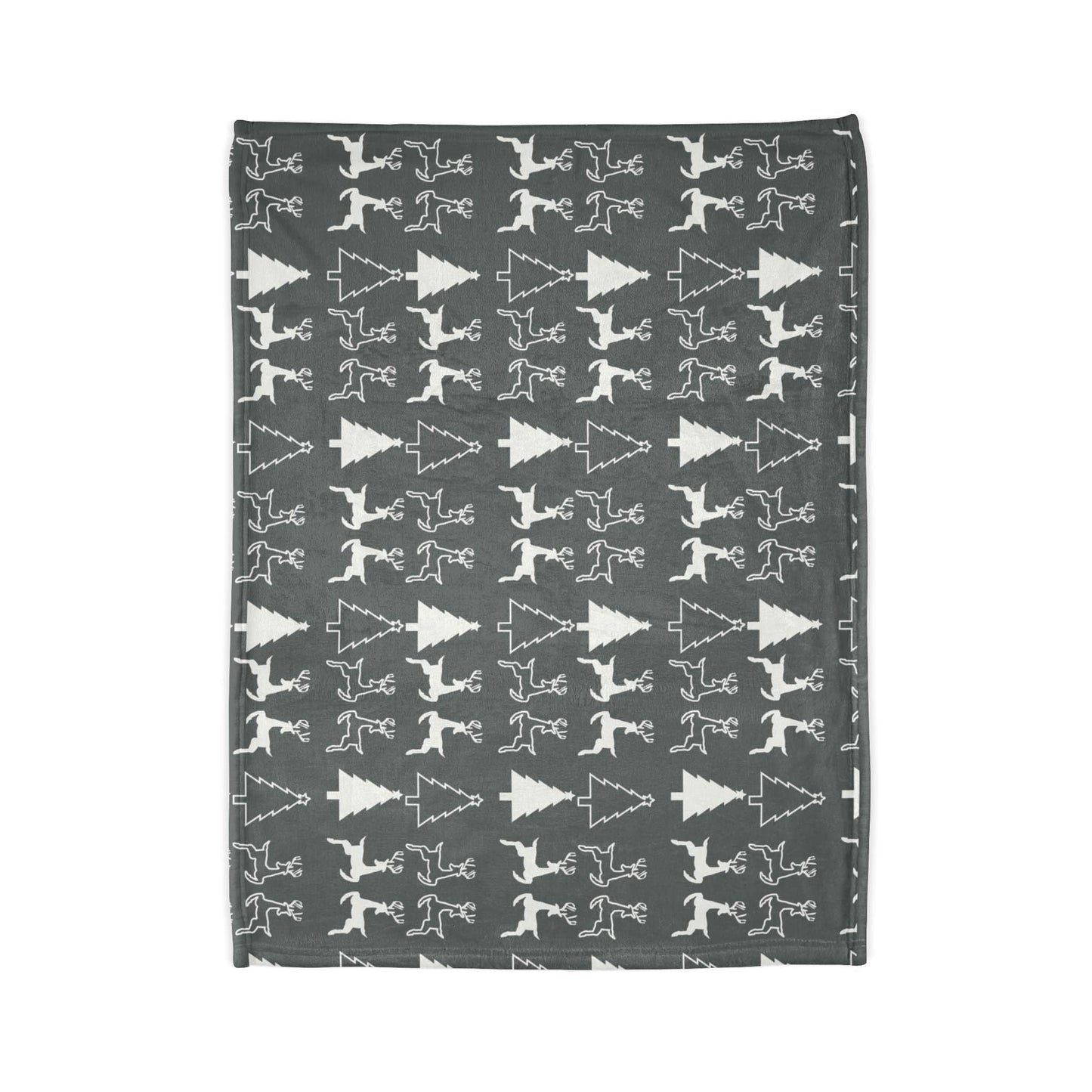Printify Home Decor Christmas Reindeer and Tree Blanket - Grey