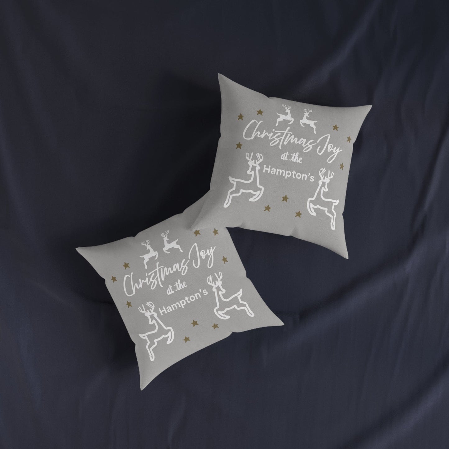 Printify Home Decor Cushion - Personalised Family Name & Reindeer