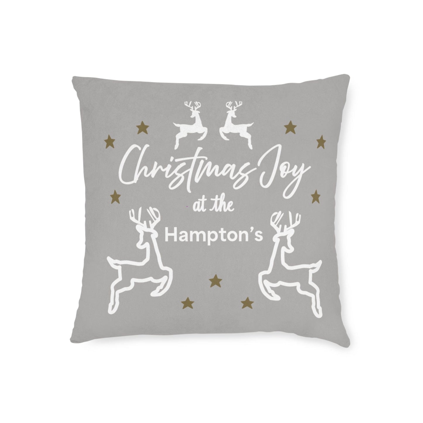 Printify Home Decor Cushion - Personalised Family Name & Reindeer