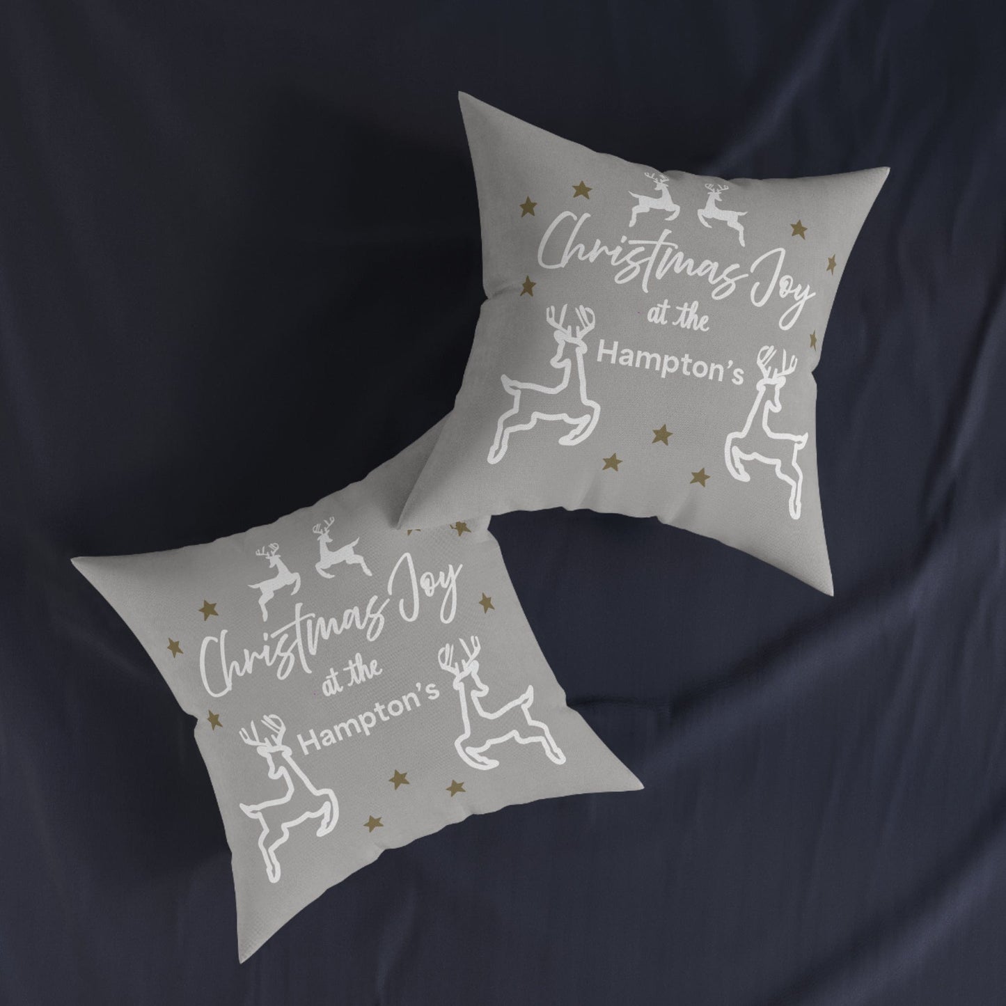Printify Home Decor Cushion - Personalised Family Name & Reindeer