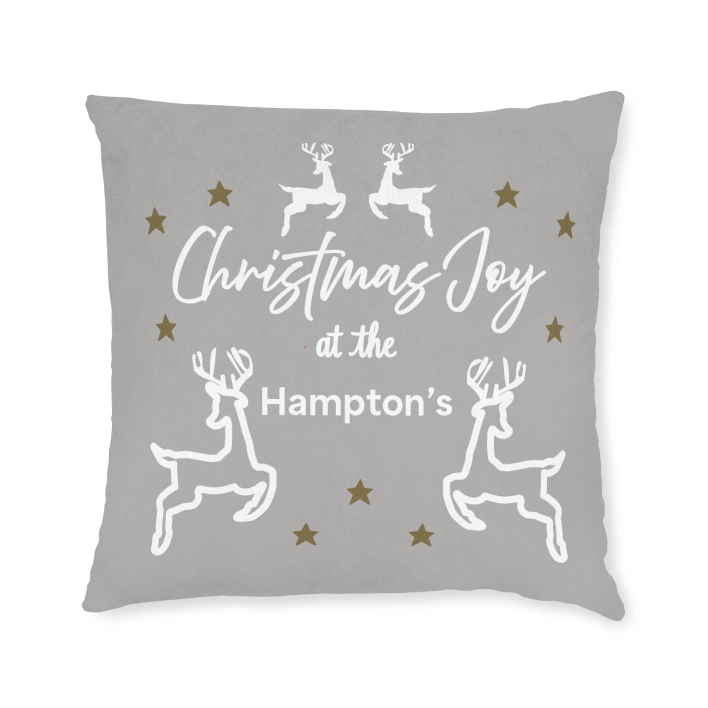 Printify Home Decor Cushion - Personalised Family Name & Reindeer