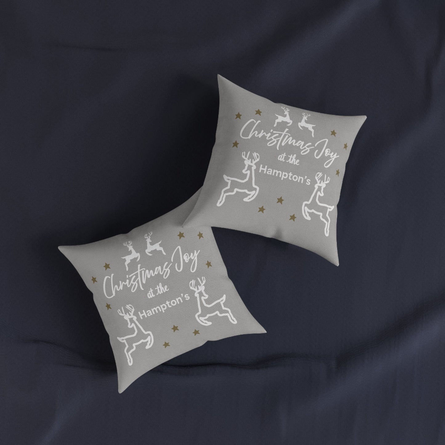 Printify Home Decor Cushion - Personalised Family Name & Reindeer
