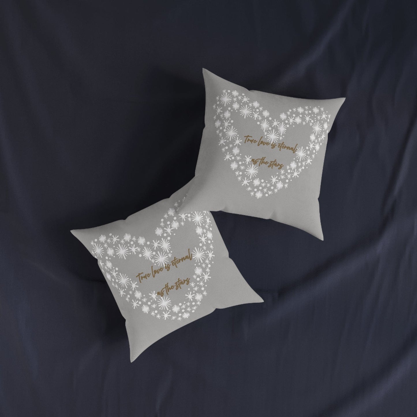 Printify Home Decor Grey Cushion - True Love is Eternal as the Stars Heart Design