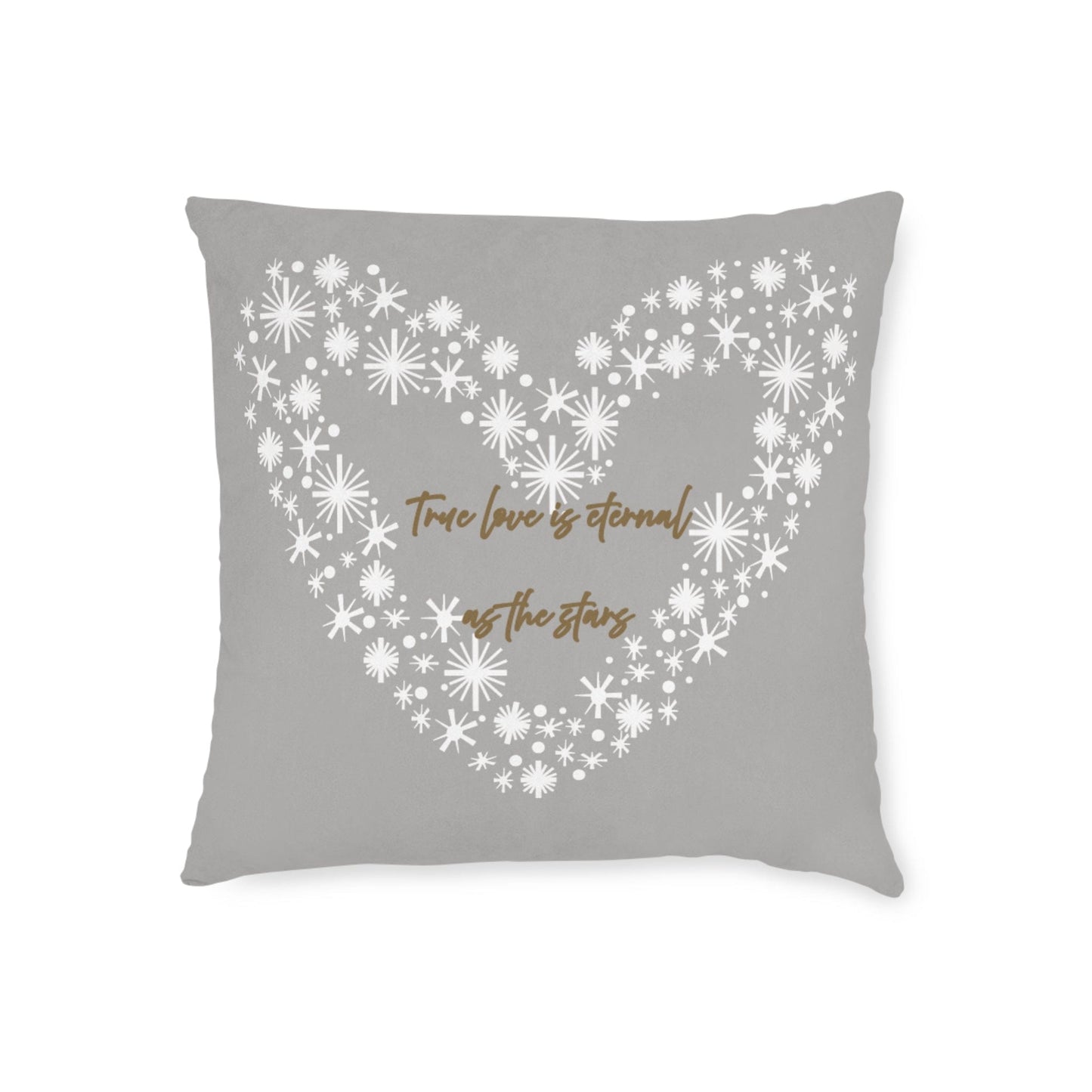 Printify Home Decor Grey Cushion - True Love is Eternal as the Stars Heart Design