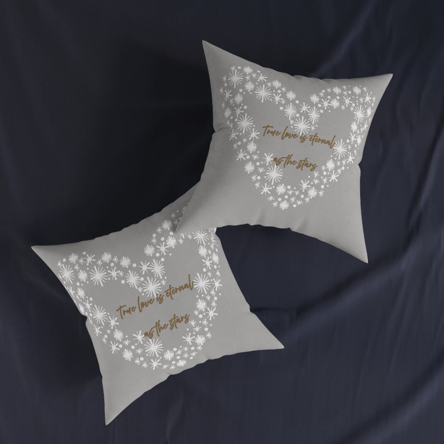 Printify Home Decor Grey Cushion - True Love is Eternal as the Stars Heart Design