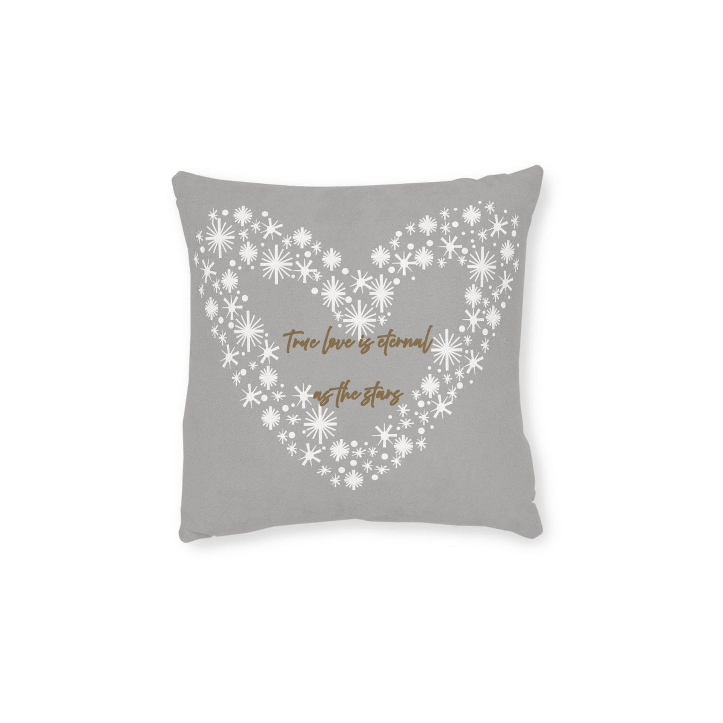 Printify Home Decor Grey Cushion - True Love is Eternal as the Stars Heart Design