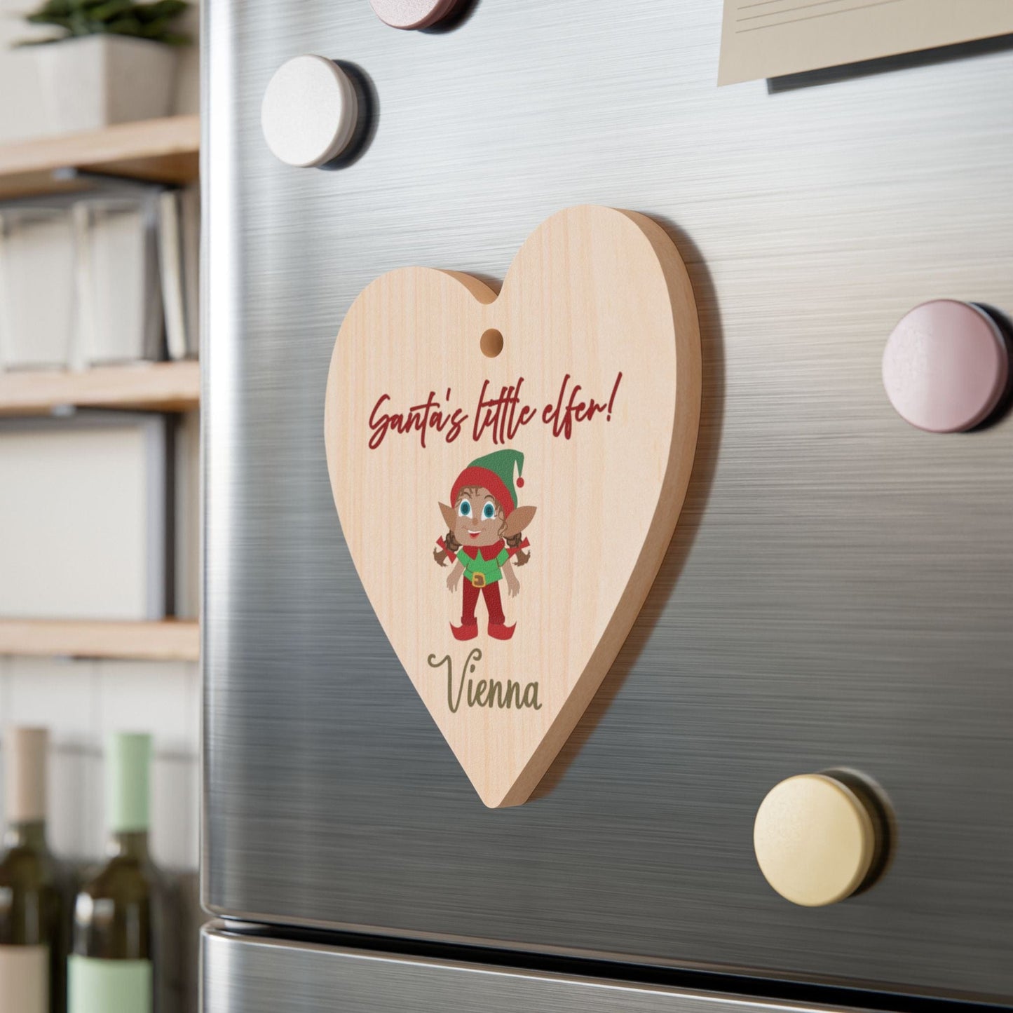 Printify Home Decor Heart / One Size Personalised Santa’s little Elfer pigtails Heart Ornament