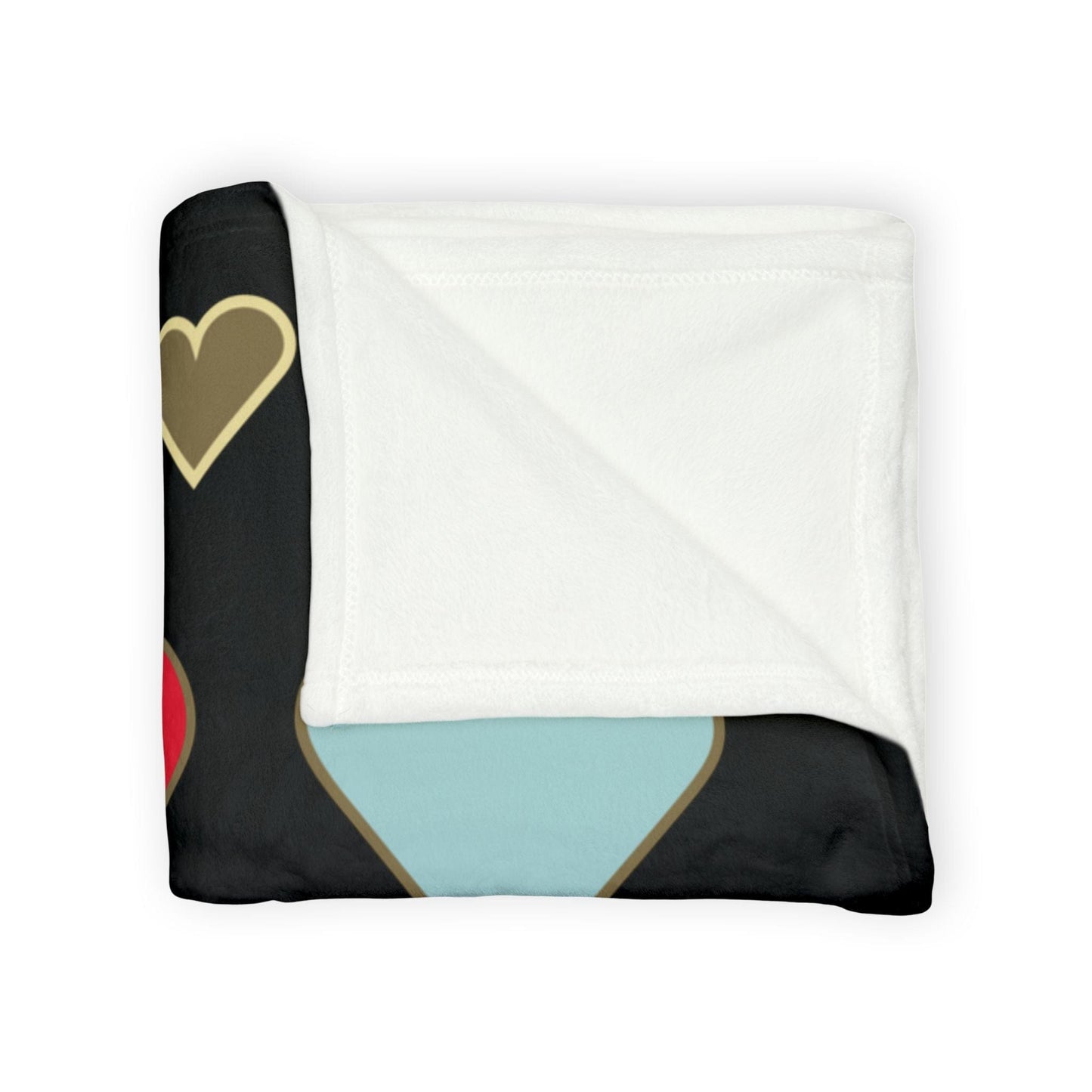 Printify Home Decor Lots of Love With Hearts Blanket Black