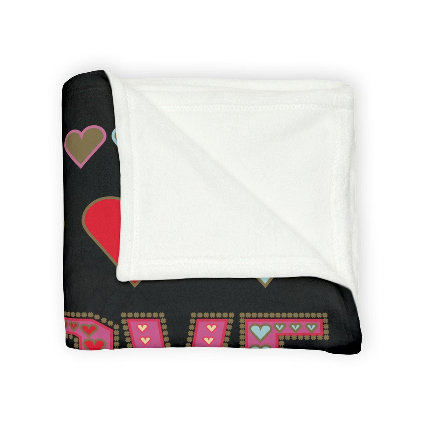 Printify Home Decor Lots of Love With Hearts Blanket Black