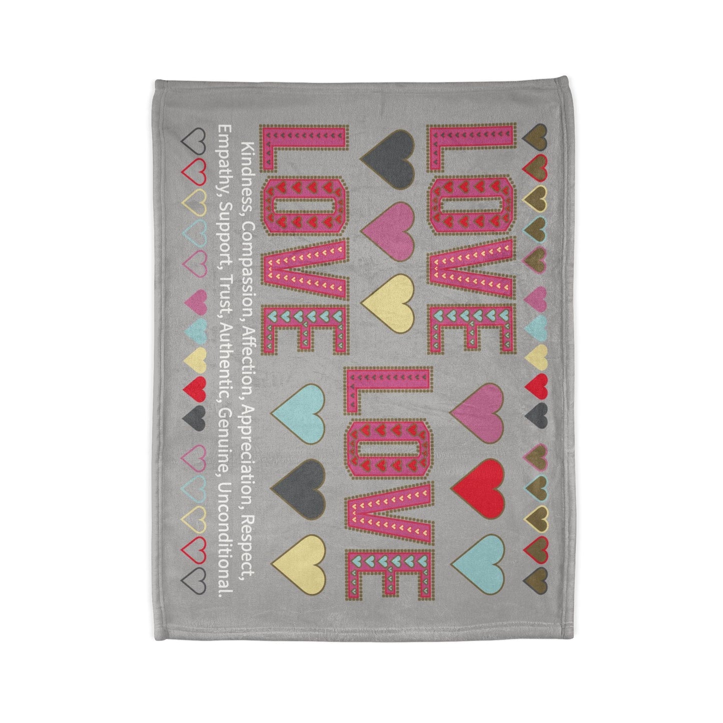 Printify Home Decor Lots of Love With Hearts Blanket Grey