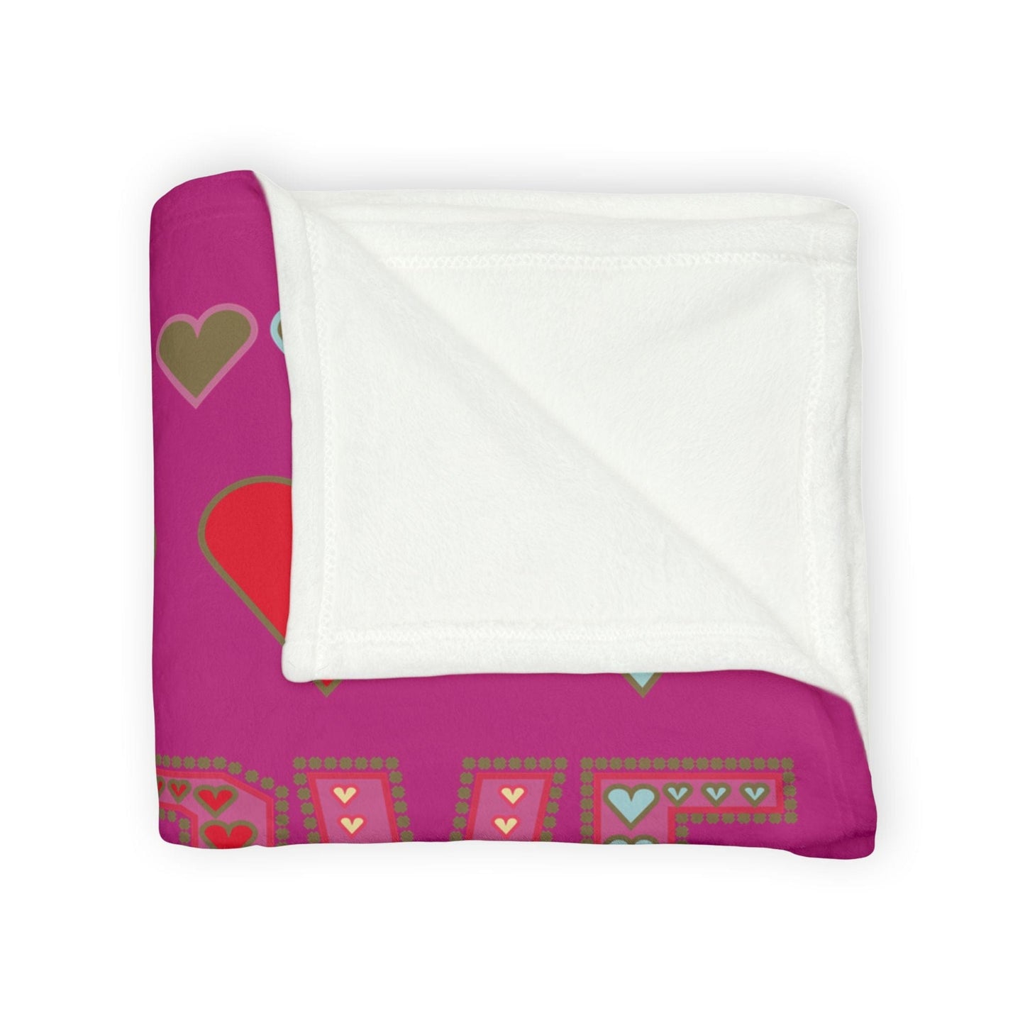 Printify Home Decor Lots of Love With Hearts Blanket Pink