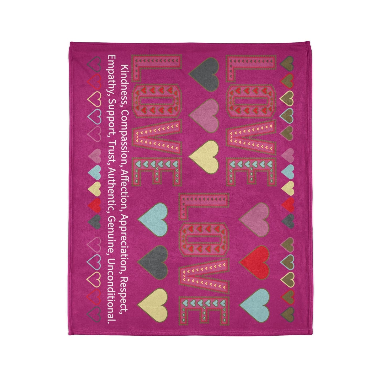 Printify Home Decor Lots of Love With Hearts Blanket Pink