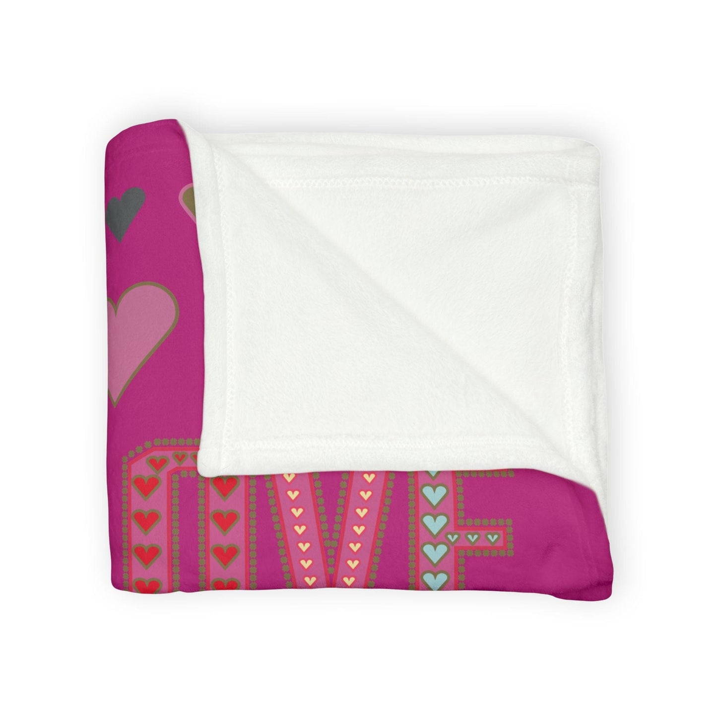 Printify Home Decor Lots of Love With Hearts Blanket Pink