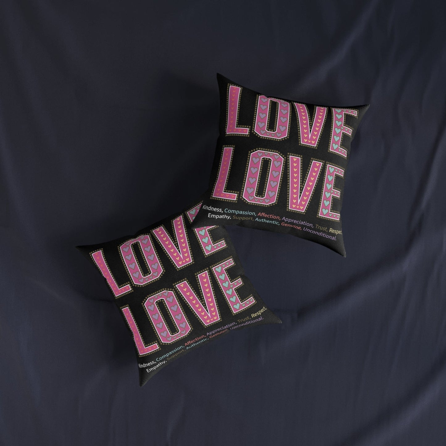 Printify Home Decor Love Love Slogan Cushion Black