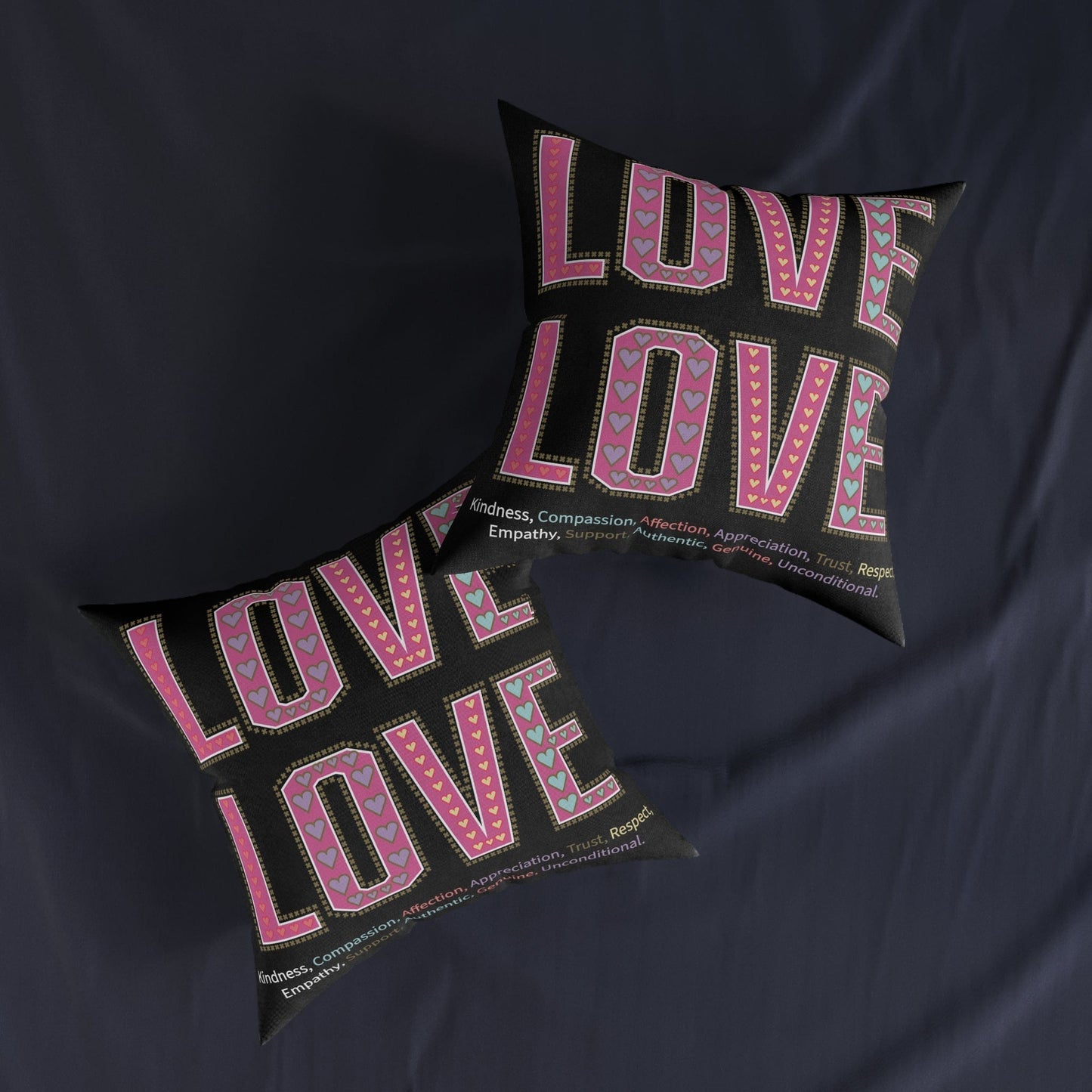 Printify Home Decor Love Love Slogan Cushion Black