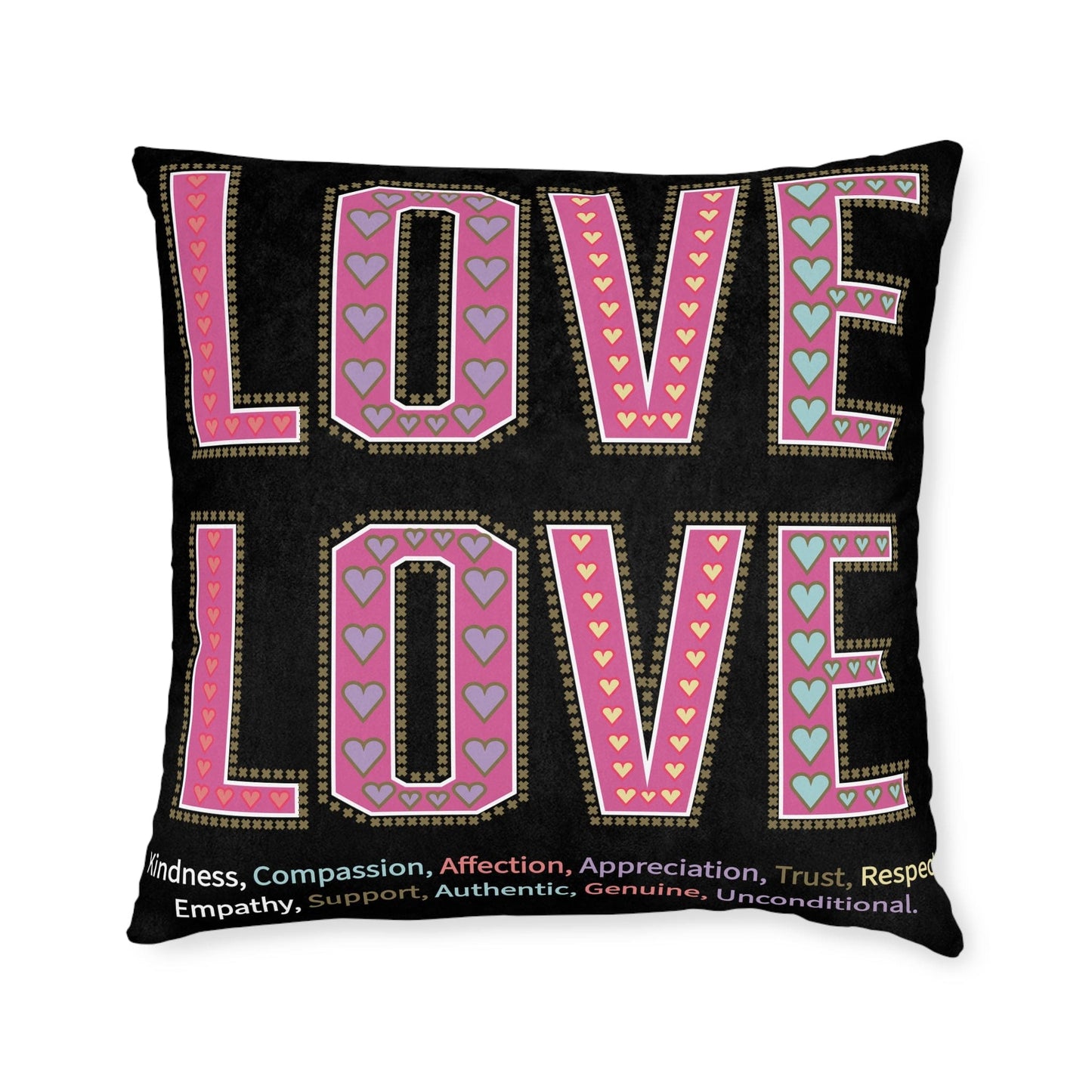Printify Home Decor Love Love Slogan Cushion Black