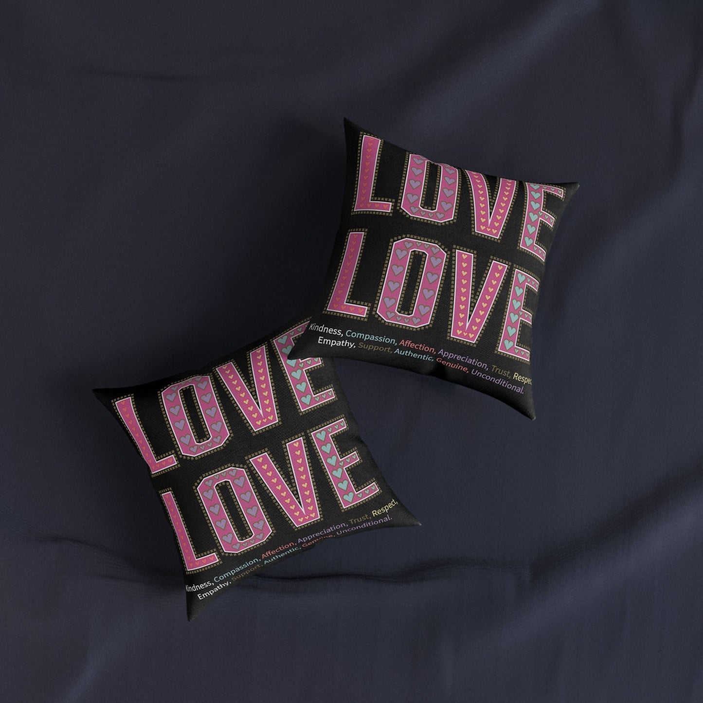 Printify Home Decor Love Love Slogan Cushion Black