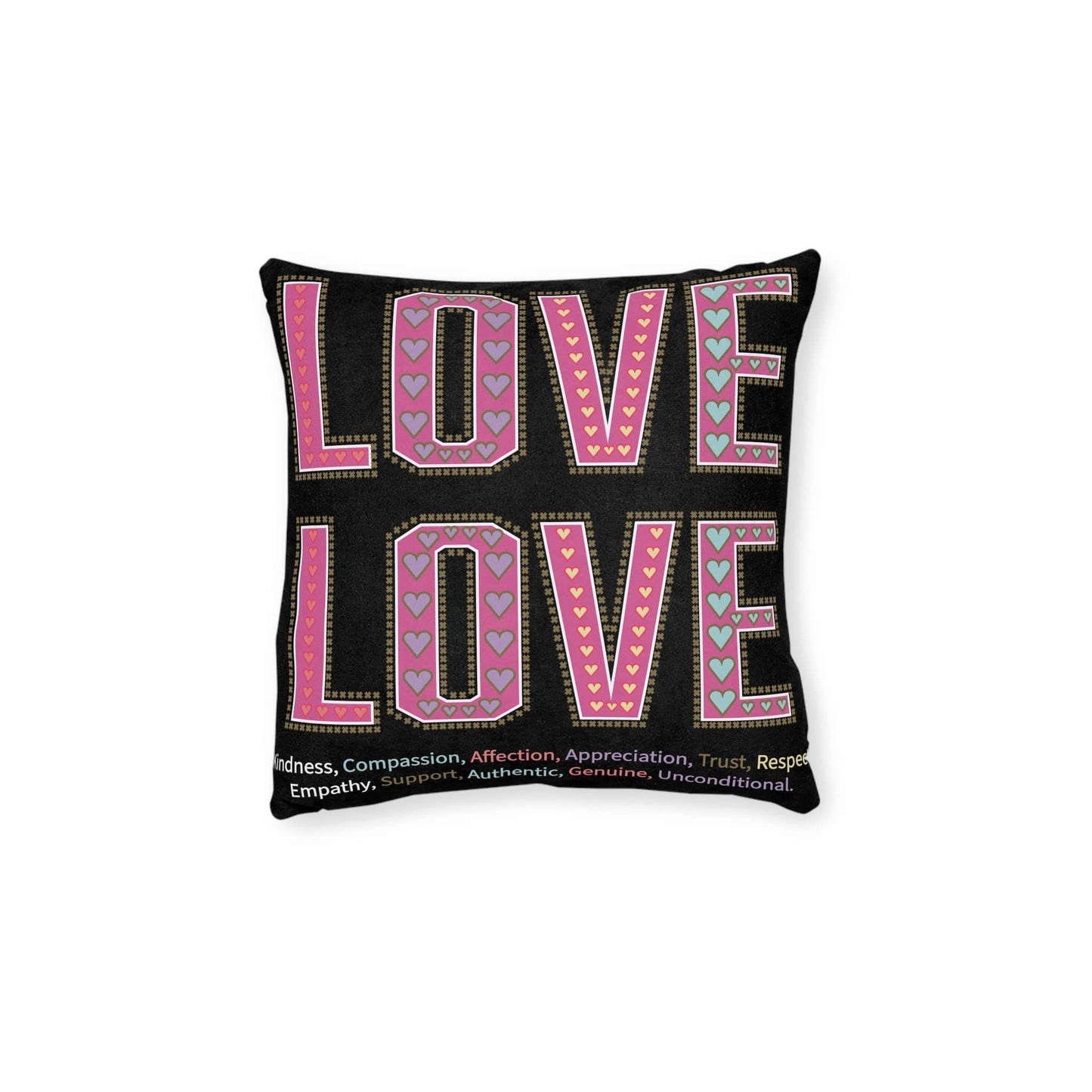 Printify Home Decor Love Love Slogan Cushion Black