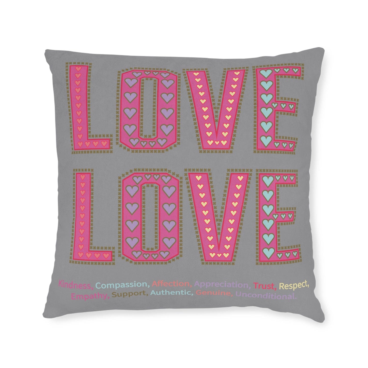 Printify Home Decor Love Love Slogan Cushion Grey