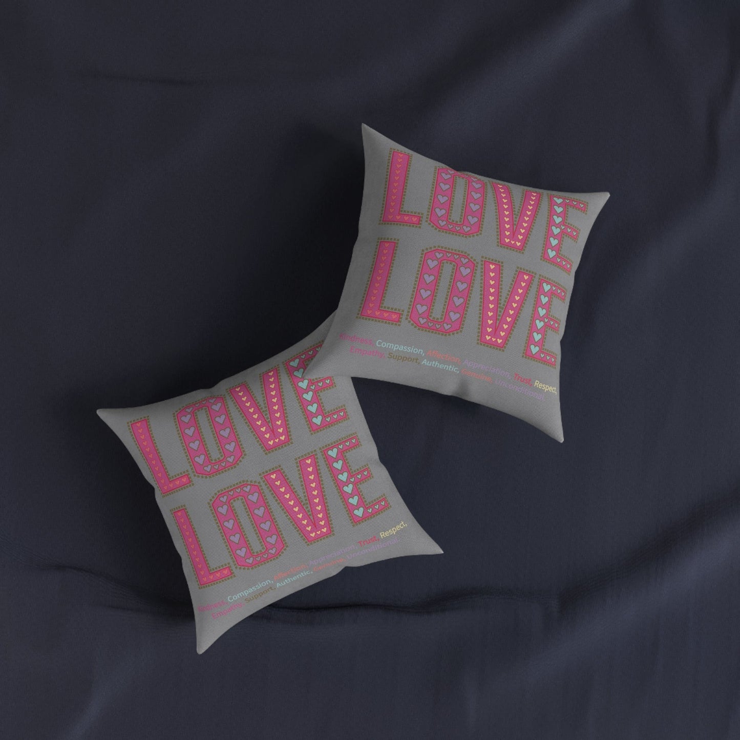 Printify Home Decor Love Love Slogan Cushion Grey