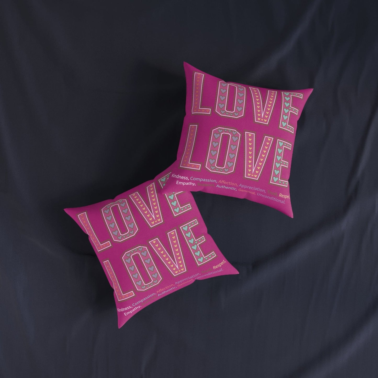 Printify Home Decor Love Love Slogan Cushion Pink
