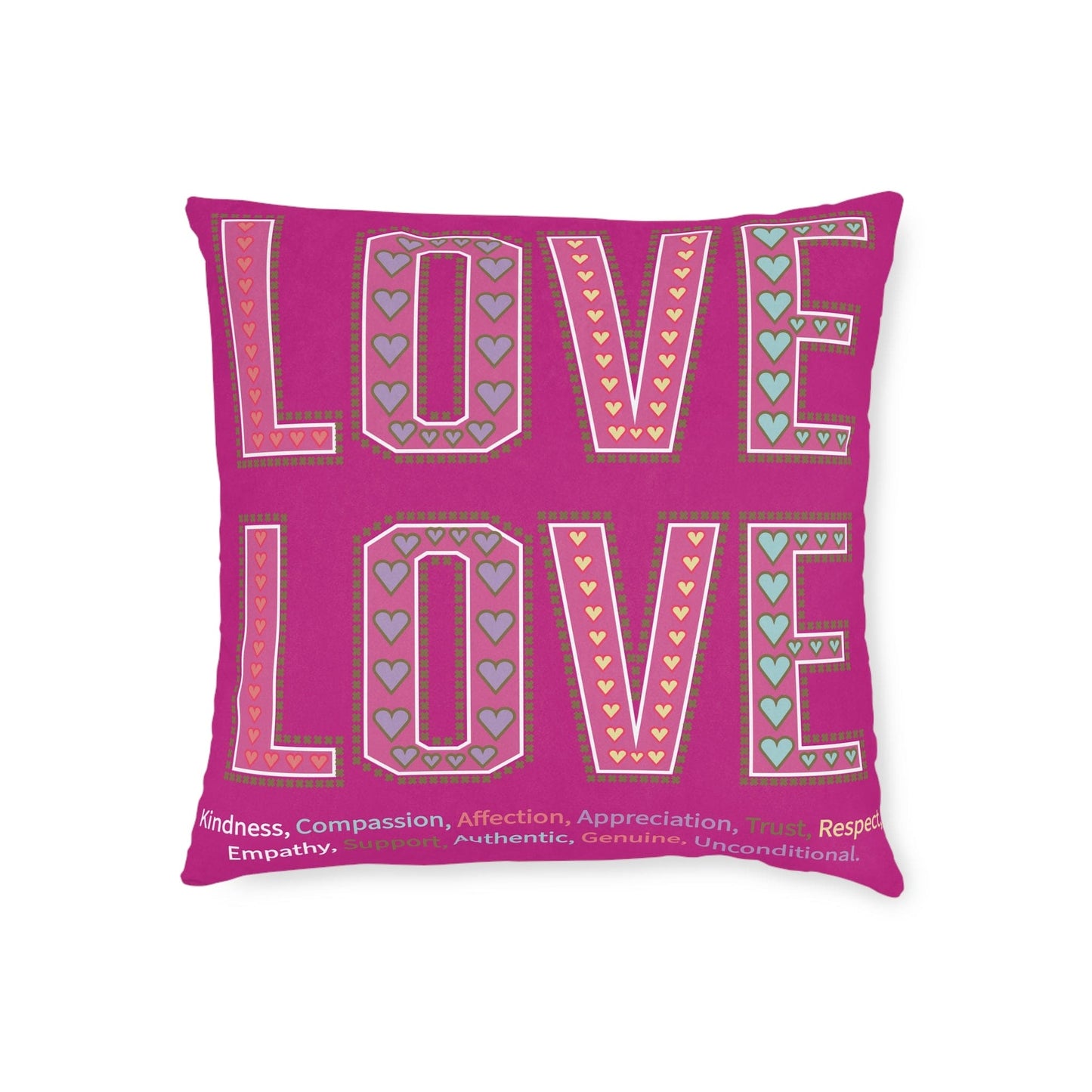 Printify Home Decor Love Love Slogan Cushion Pink