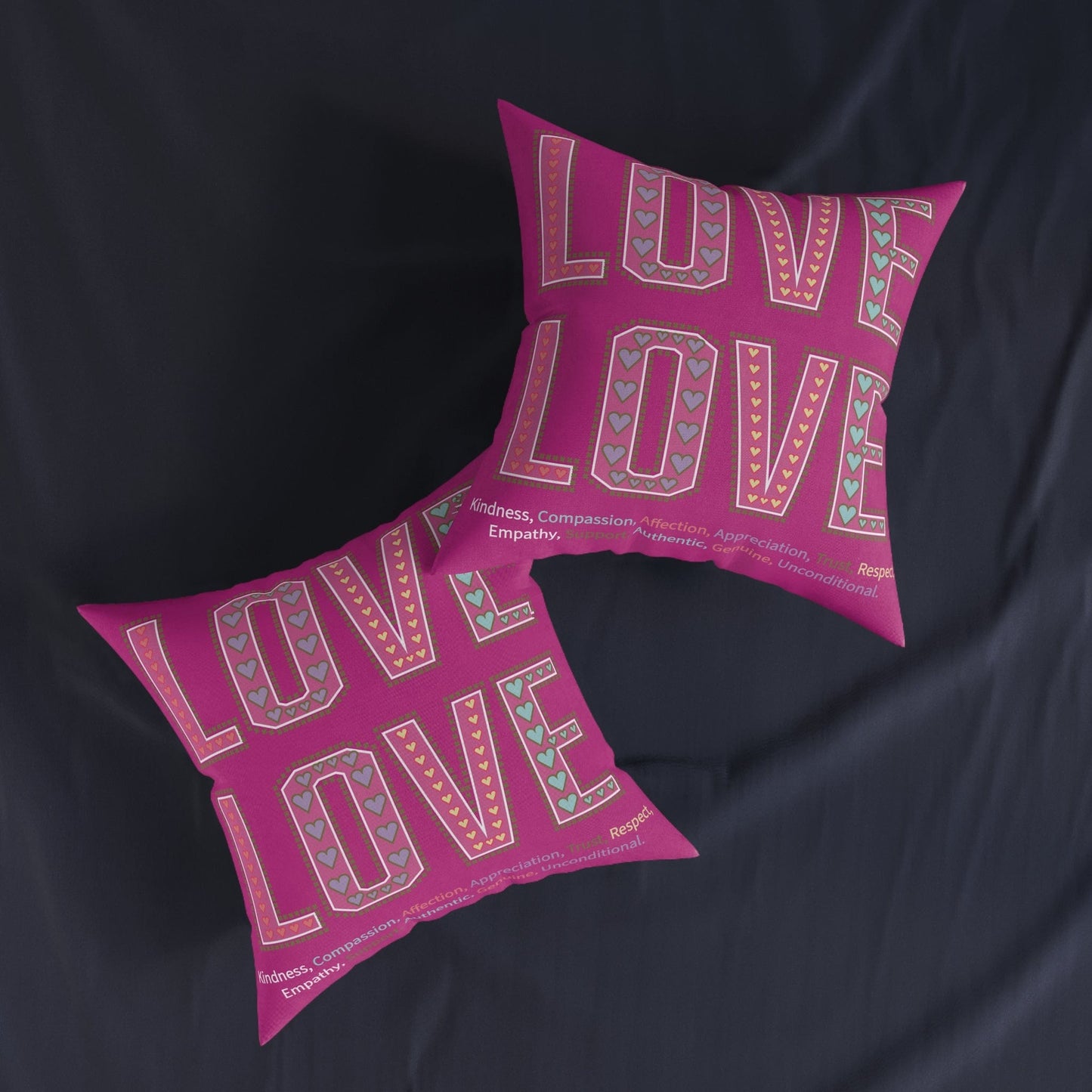 Printify Home Decor Love Love Slogan Cushion Pink
