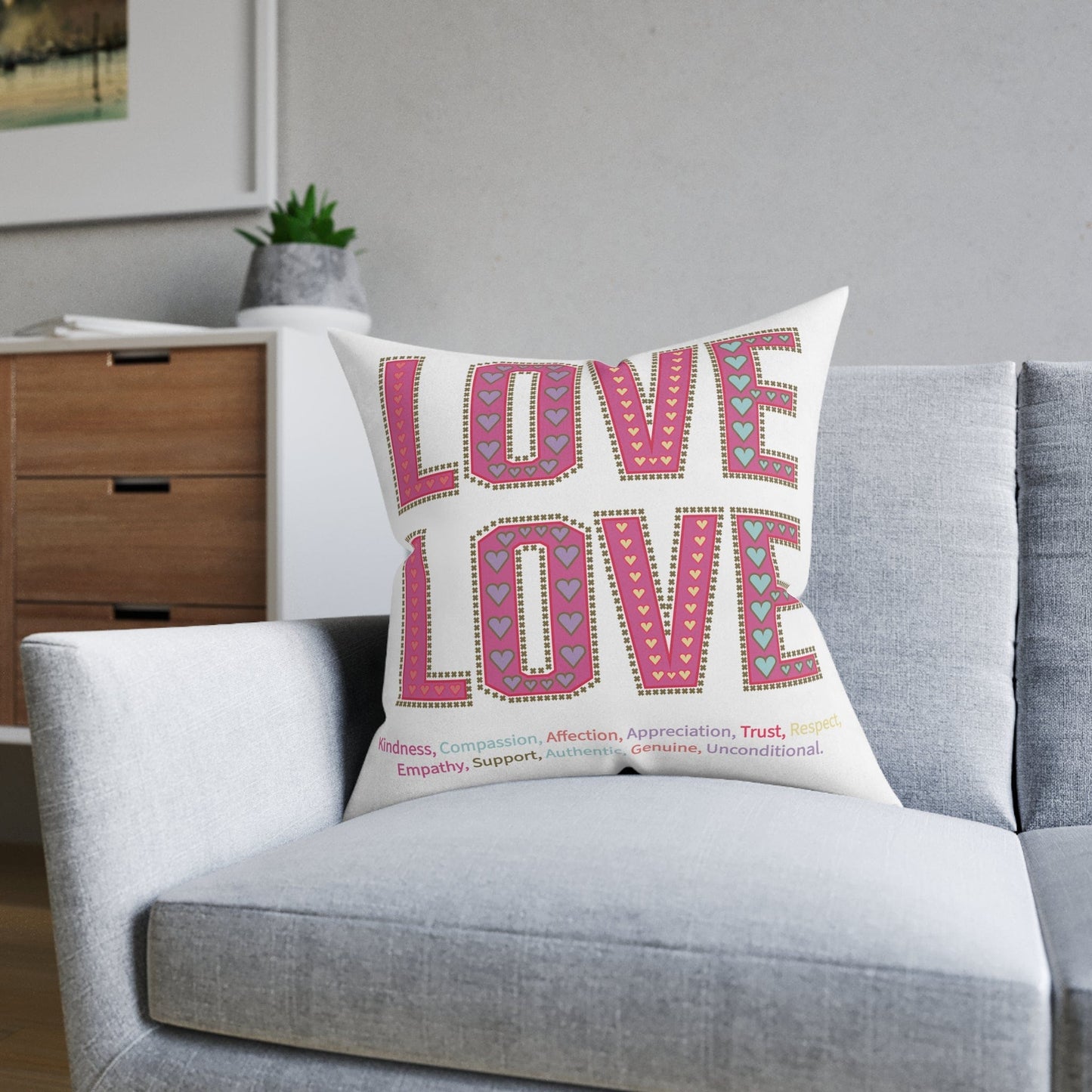 Printify Home Decor Love Love Slogan Cushion White