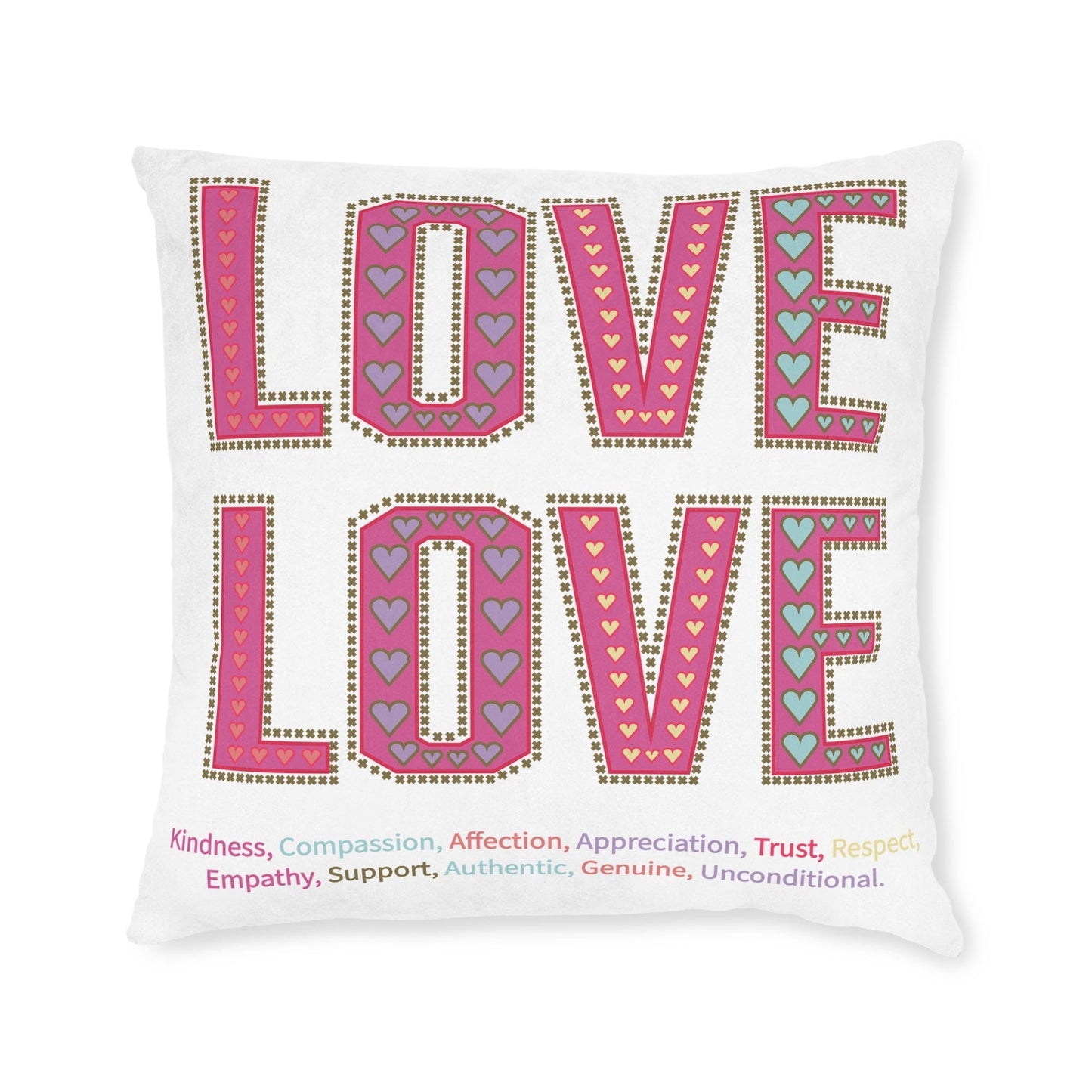 Printify Home Decor Love Love Slogan Cushion White