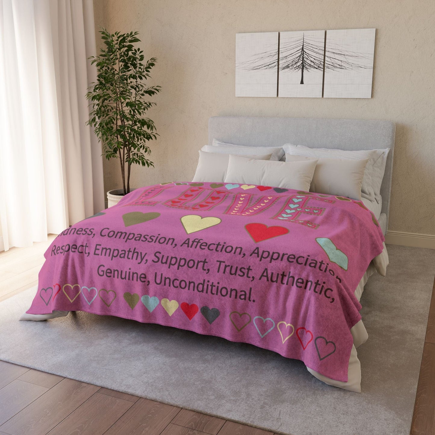 Printify Home Decor Love With Heart Blanket Pink