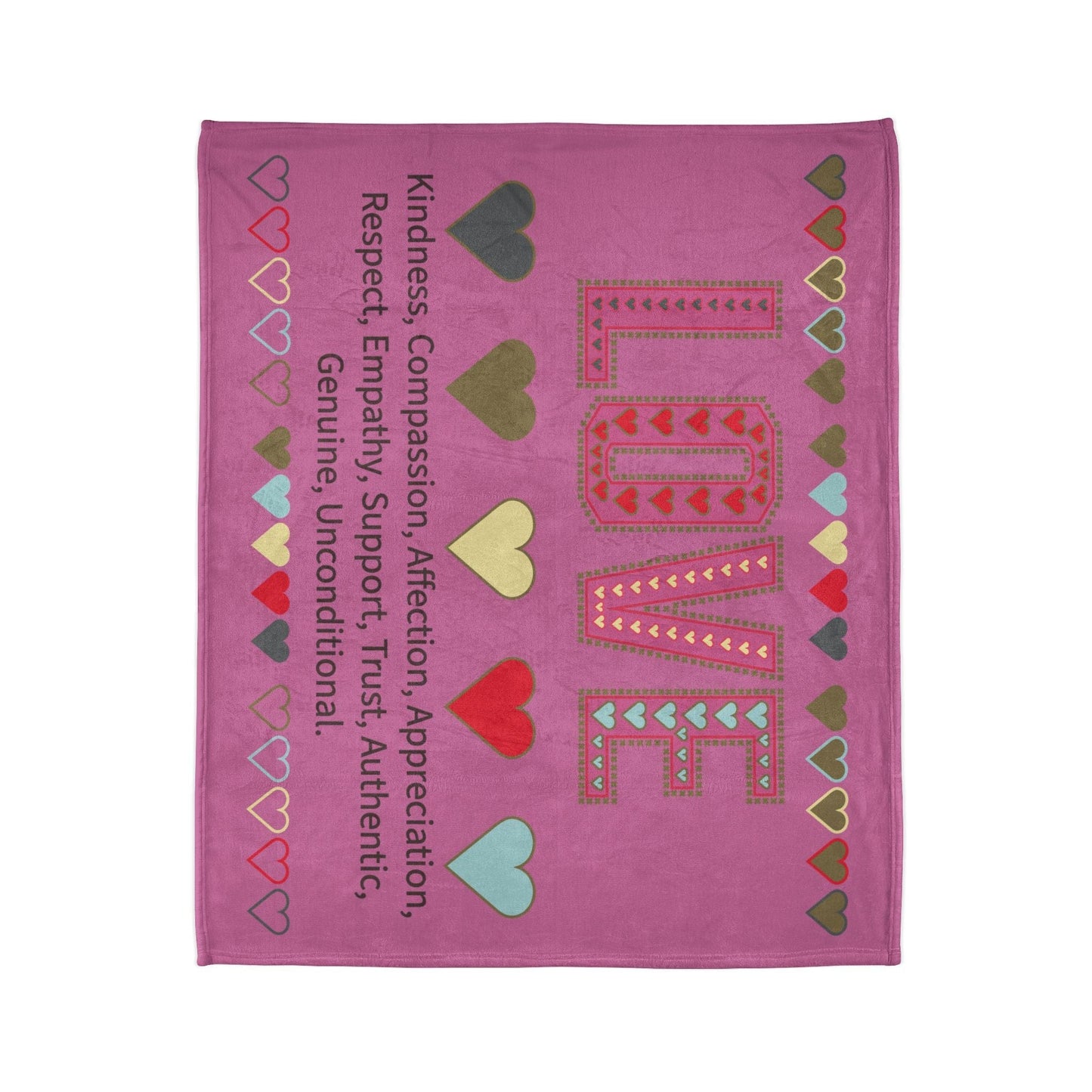 Printify Home Decor Love With Heart Blanket Pink
