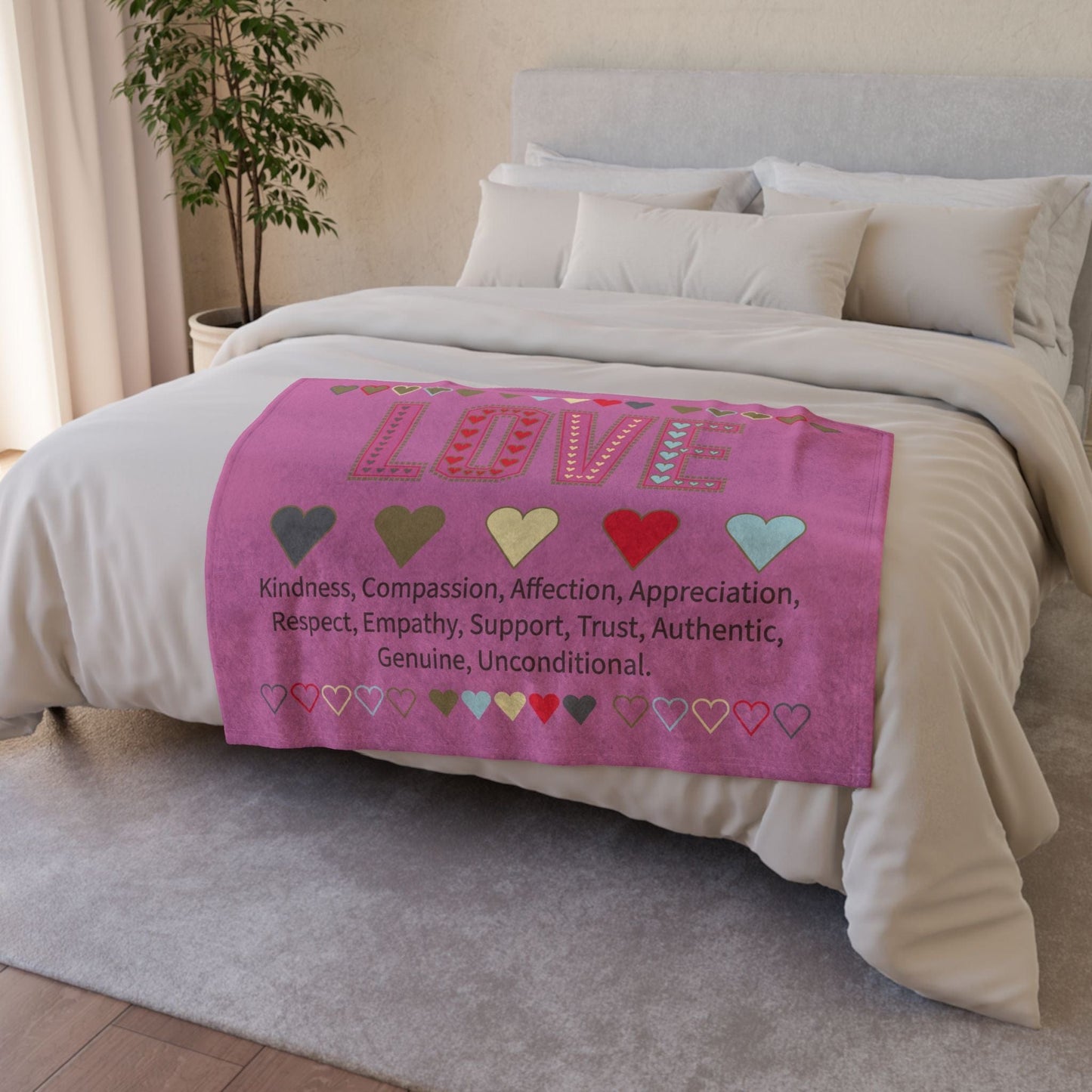 Printify Home Decor Love With Heart Blanket Pink