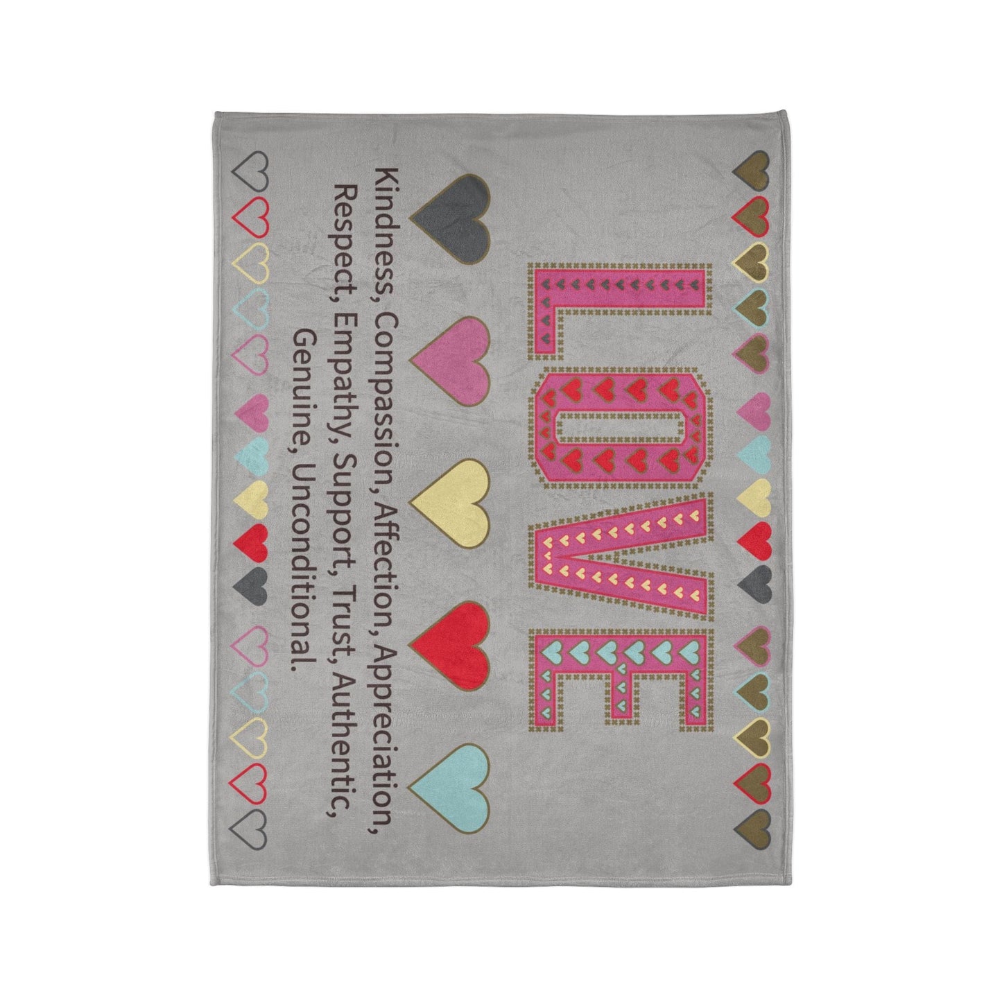 Printify Home Decor Love With Hearts Blanket Grey