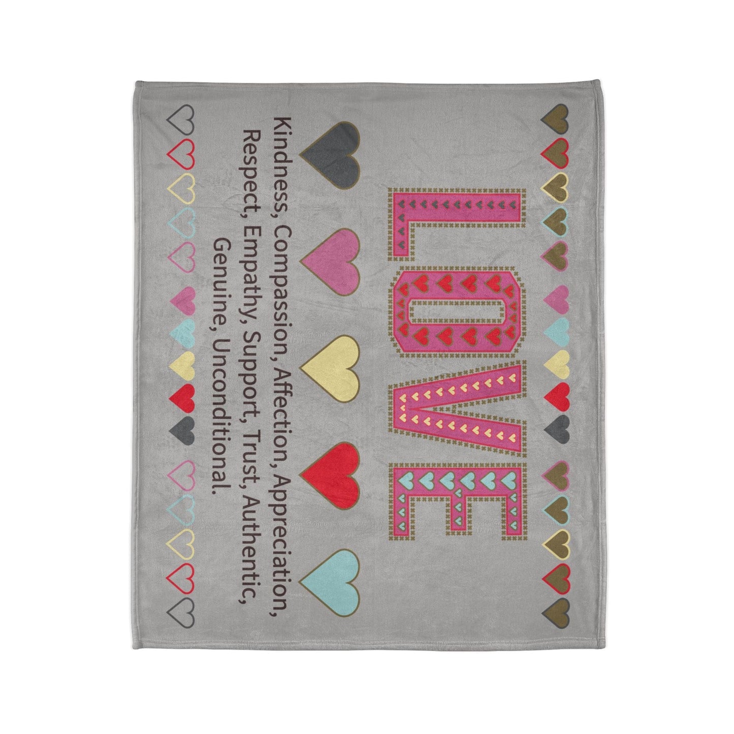 Printify Home Decor Love With Hearts Blanket Grey