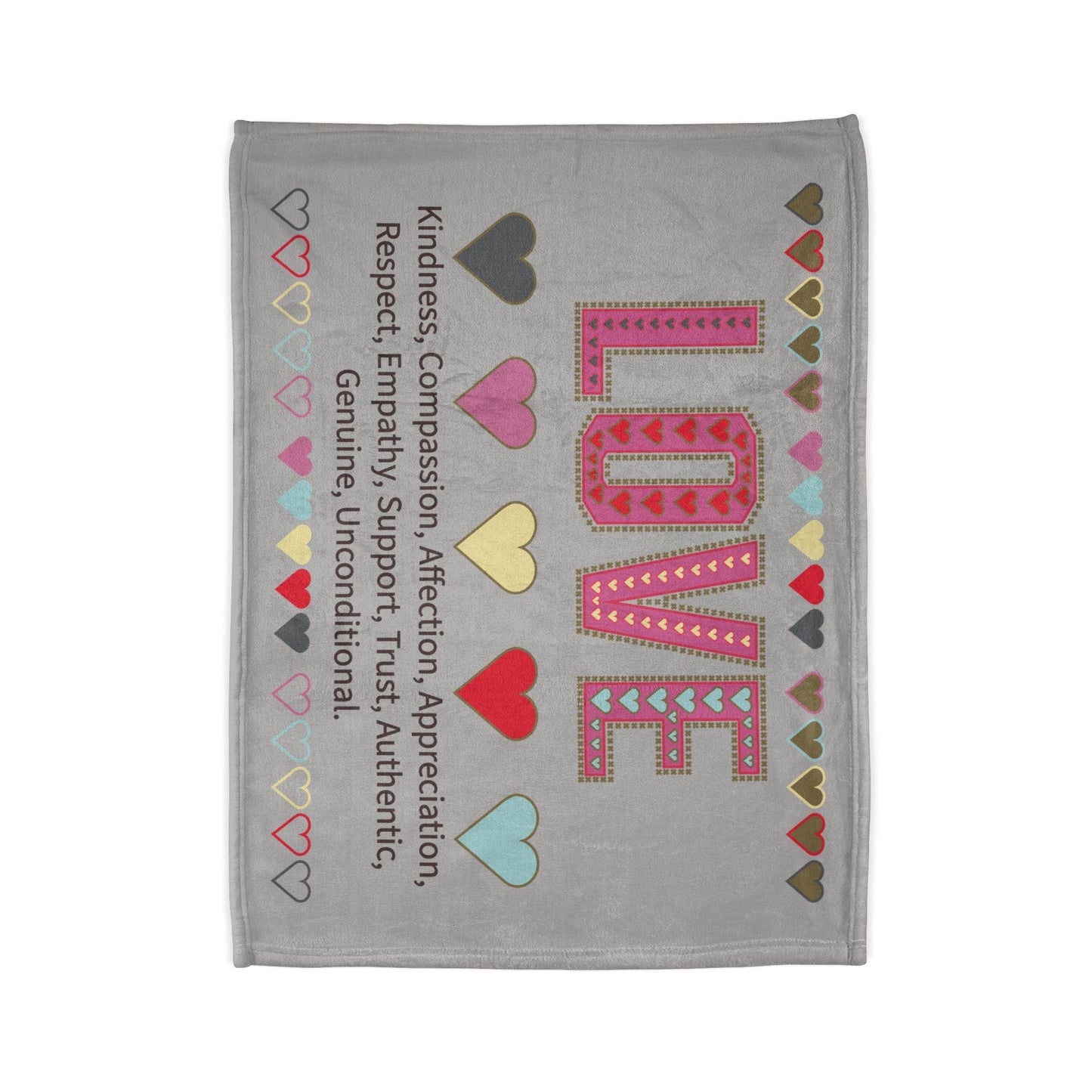 Printify Home Decor Love With Hearts Blanket Grey