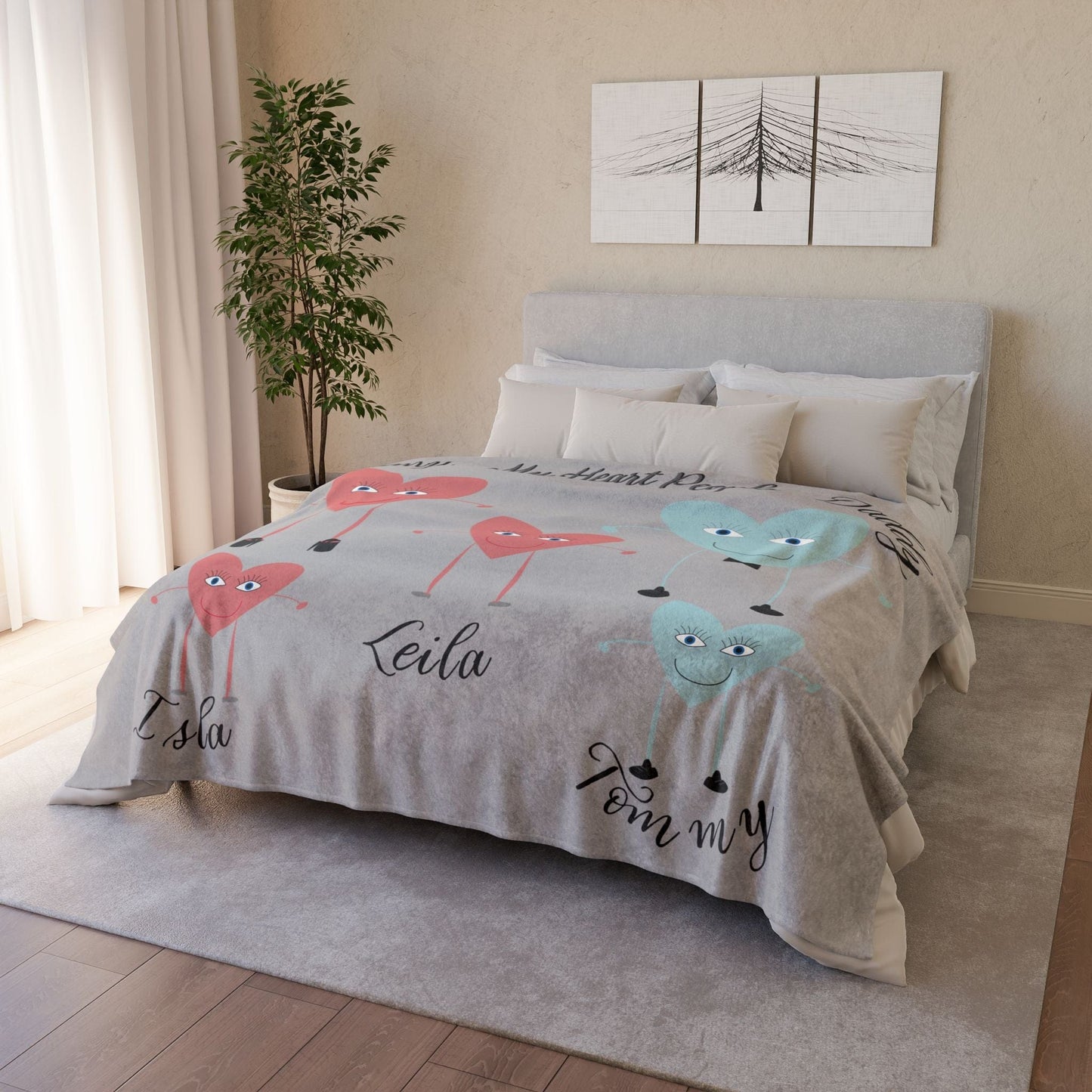 Printify Home Decor My Heart People Blanket Grey