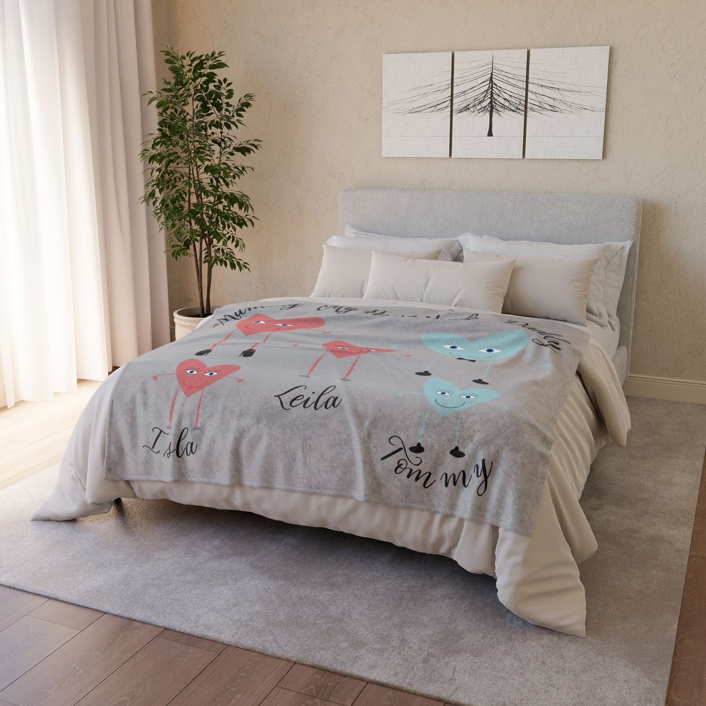 Printify Home Decor My Heart People Blanket Grey