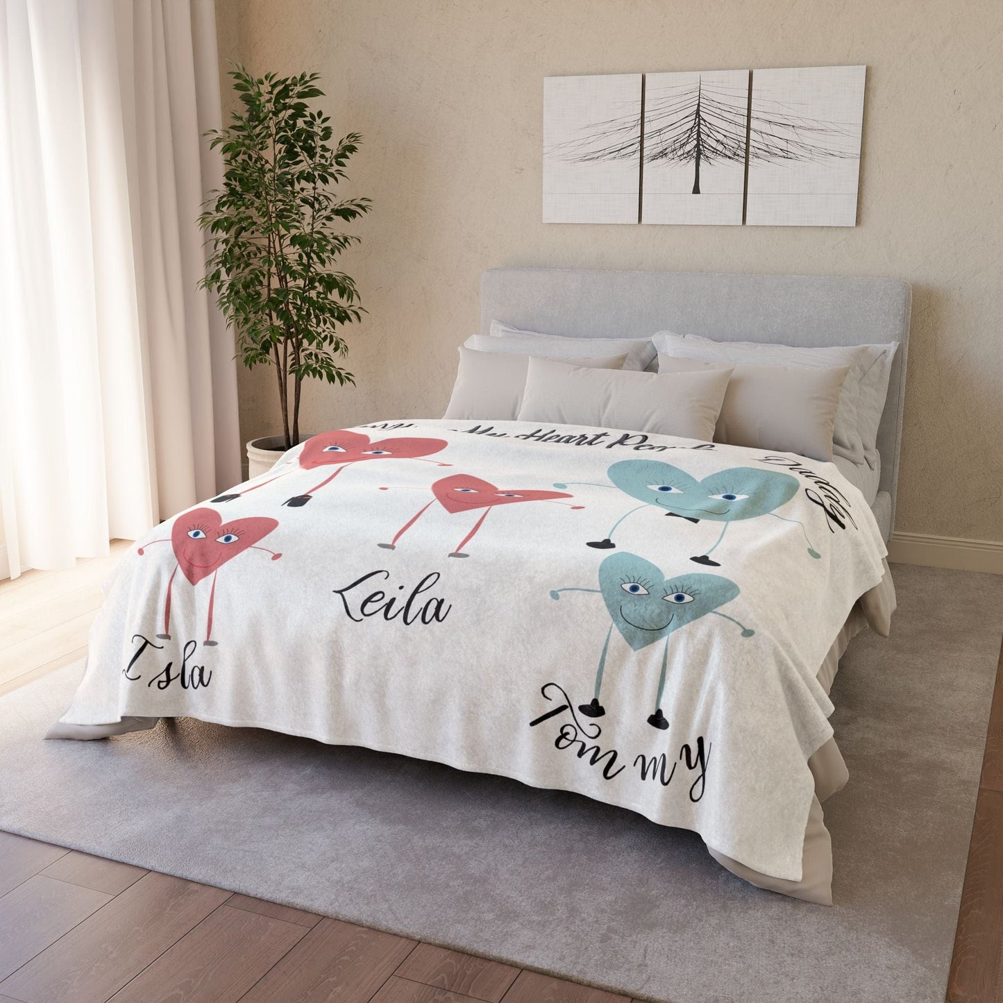 Printify Home Decor My Heart People Blanket White